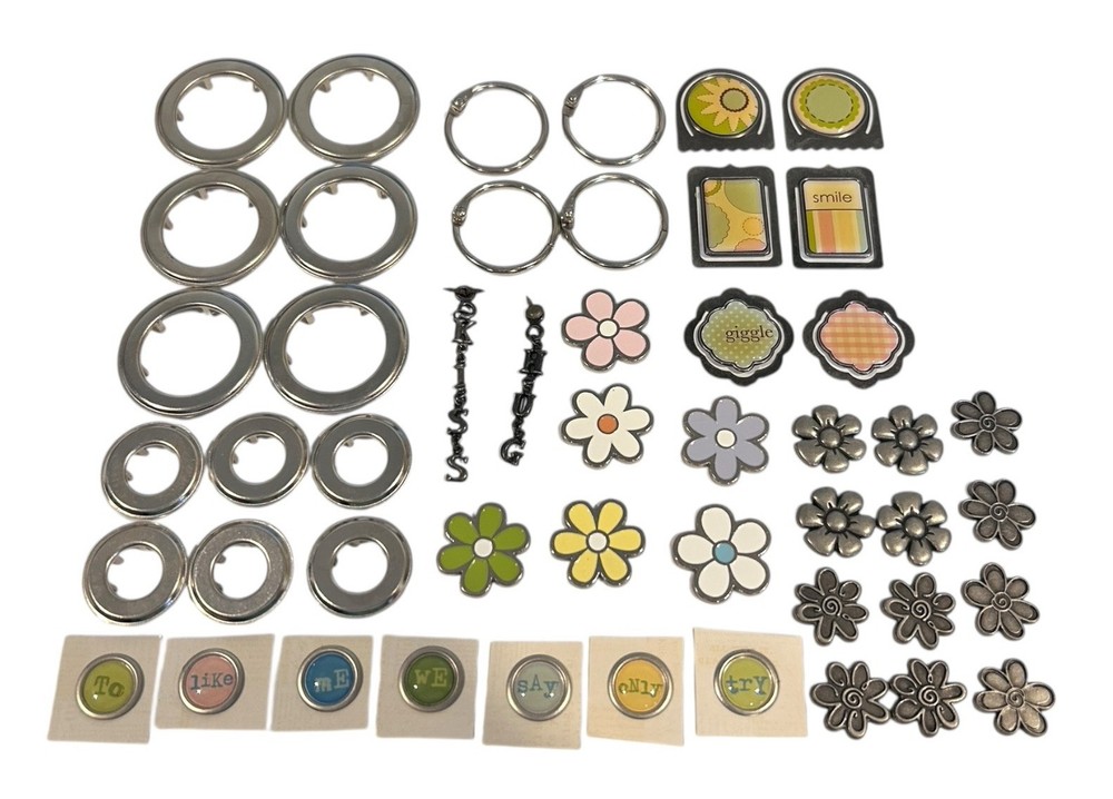 Metal Embellishmentss, Clips & Words Lot Scrapbooking Crafts