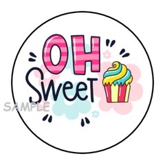 30 OH SWEET ENVELOPE SEALS LABELS STICKERS 1.5″ ROUND CUPCAKE PARTY FAVORS