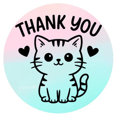 Thank You Stickers Cute Cat Labels Small Business Packaging Seals