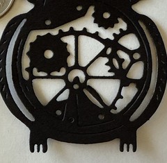 LARGE OWL GEAR Die-Cuts (2pc)Steampunk•Cogs•Sprocket •Earthtone•Machine•Antique