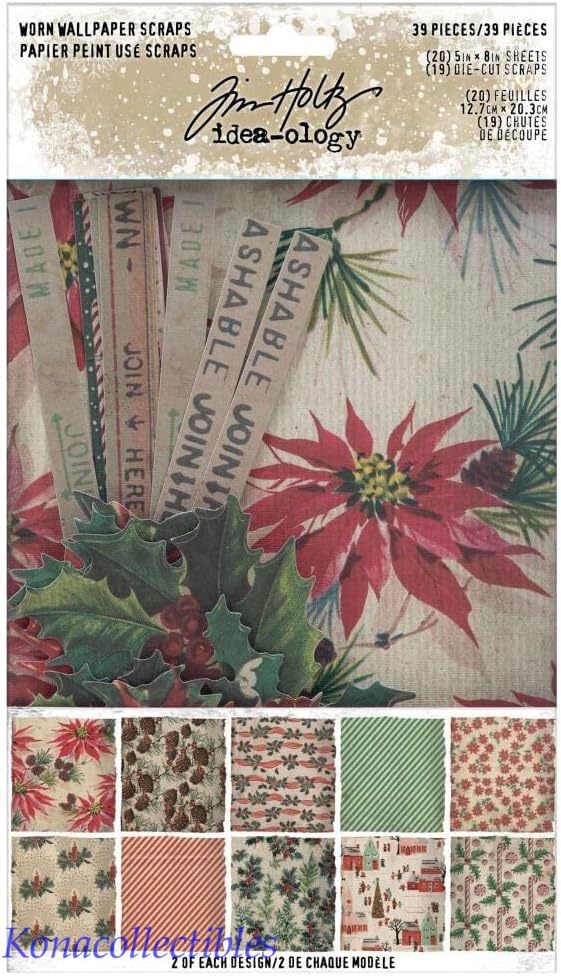 2021 Idea-ology Tim Holtz CHRISTMAS Worn Wallpaper 39 pcs New! Vintage