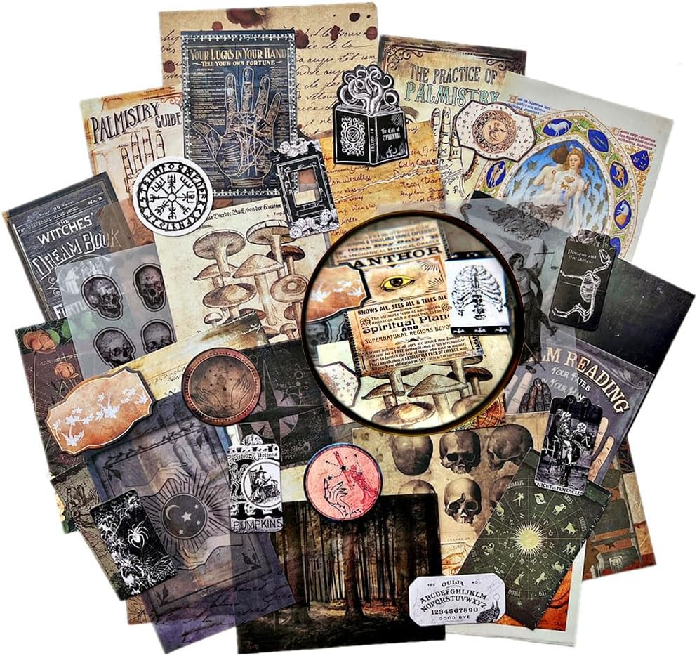 Dark Academia Junk Journal Supplies, Vintage Skull Decoupage Paper for Scrapbook