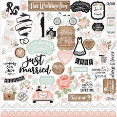 (1) 12×12 Sheet of Echo Park Paper OUR WEDDING Scrapbook Element Stickers