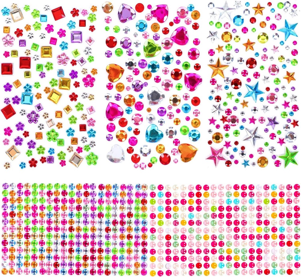 880pcs Gem Stickers Rhinestones for Crafts – Self Adhesive Jewels Stickers, Acry