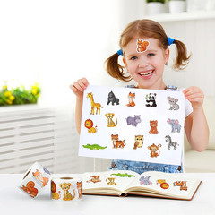 1200 Pcs Safari Animal Stickers Roll 1.5″ Cartoon Jungle Animal Sticker Labels 1