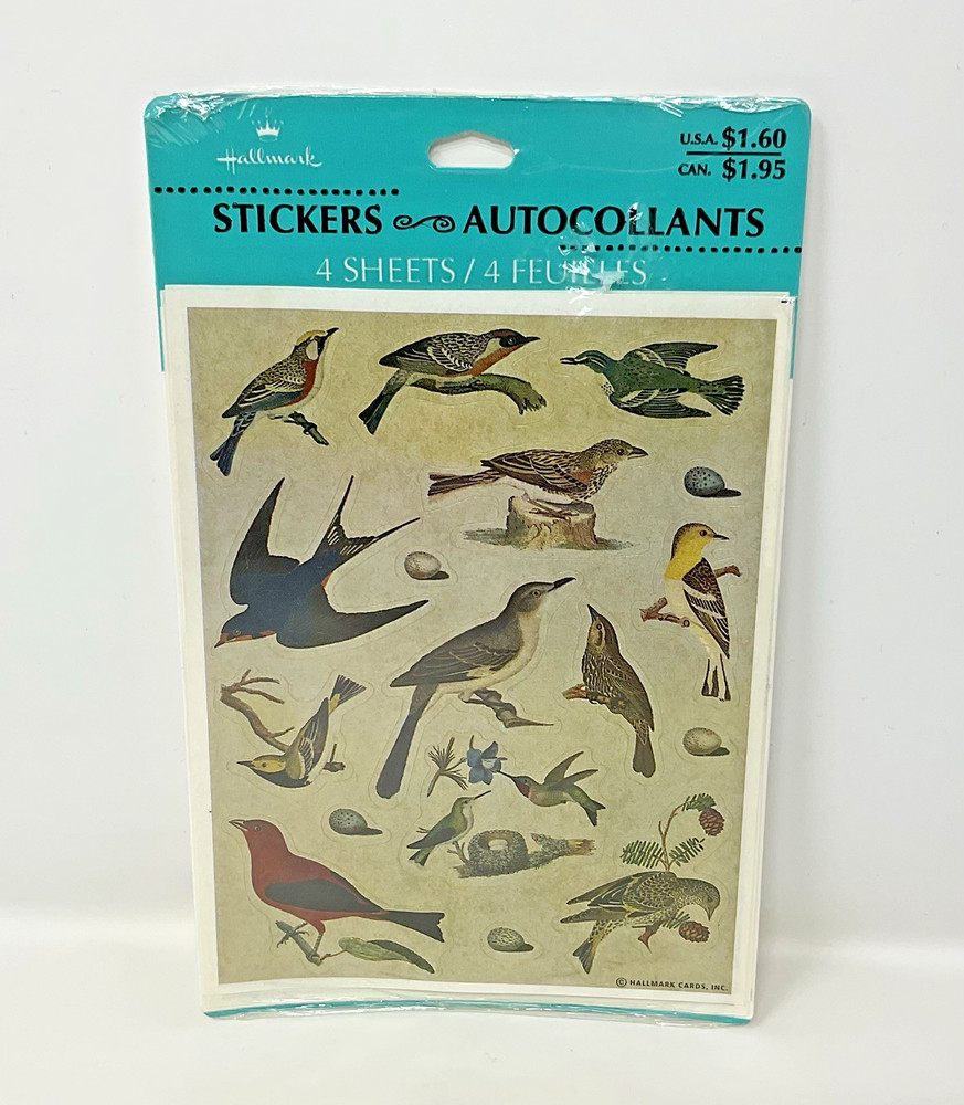 Vintage Hallmark Assorted Bird Birds Species Stickers Seals 4 Sheets NIP Sealed