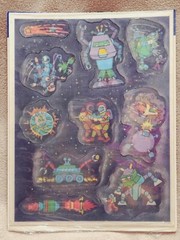 Vintage Hallmark Magic Motion Sticker Sheet ROBOT Space Alien Original Packaging
