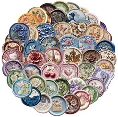 20Pcs Flat Wax Seal Style Stickers Cute Floral Patterns PET Material Waterproof