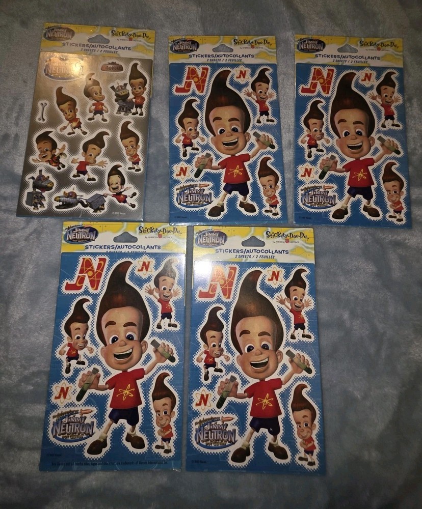VNTG STICKETY DOO DA JIMMY NEUTRON Stickers 5 Sets Sealed New