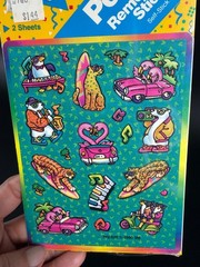 Vintage 1990 3M Post-It Removable Stickers Neon Surf Animals HQ-520 90s Retro