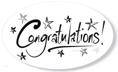 CONGRATULATIONS PARTY FAVORS OVAL STICKERS ENVELOPE SEALS SCRAPBOOK STICKERS