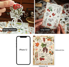 Nature Botanical Stickers for Journaling, Ephemera Sticker Book, Translucent Was
