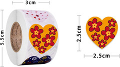 500Pcs Heart Stickers Valentines Day round Stickers Roll 1 Inch Heart Shape Jar