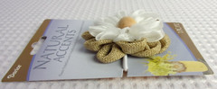 Lot 3 Darice Flower Burlap & Organza Ribbon & Wood Button With Elastic Loop NEW