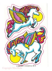 Vintage 80s Mark 1 RASPBERRY Scratch n Sniff Pegasus Unicorn Iron On Patch Sheet