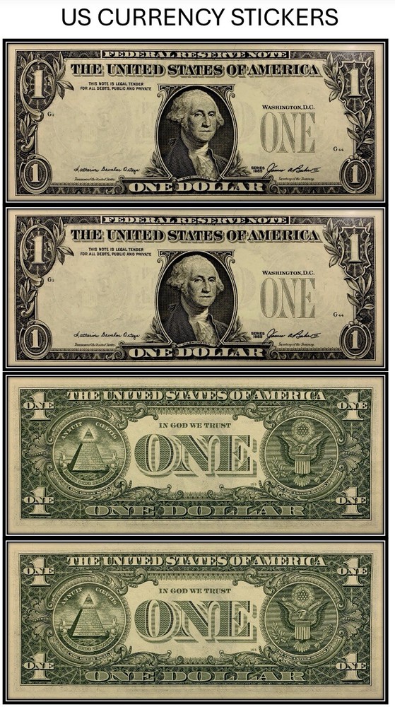 $1 1985 Federal Reserve Note Third Print Error (US CURRENCY STICKERS) (Lot Of 2)