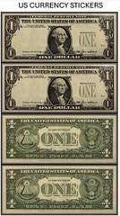 $1 1985 Federal Reserve Note Third Print Error (US CURRENCY STICKERS) (Lot Of 2)