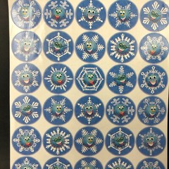 Vintage Highlights for Children Sticker Sheet Snowflake Smiley Faces YES Circle