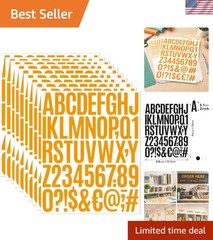 8 Sheets of Bright Orange Vinyl Letter & Number Stickers for Creative Projects