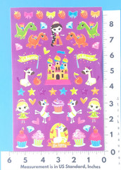Vintage Princess Castle Cupcakes Dragons Unicorns Sweet Treats Sticker Sheet