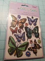 Scrapbooking Butterfly Set of 3 Items: Glittery, Bottle Caps & Puffy Decor – NEW
