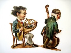 (1) Set of (6) 1800’s Musician Die Cuts Holding Their Instruments *