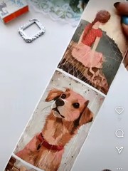 Roll of Large Artistic Stickers People Dogs A Simple Life 15 Painting Print Pets