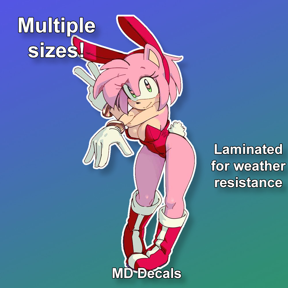 Amy Rose sticker, anime girl laminated glossy vinyl waterproof Sonic