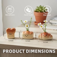 3 PCS Mini Vase Fridge Magnets, Ceramic Unique Small Handmade Bud Vases, Cute