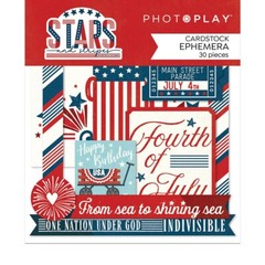 PhotoPlay Scrapbook STARS and STRIPES Cardstock Ephemera Die Cuts Planner 30pc