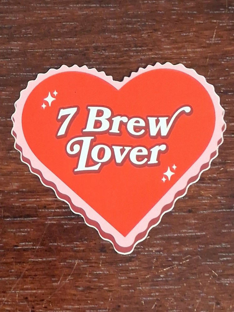 7 Brew Lover Valentines Day Heart Sticker Promo 2/14