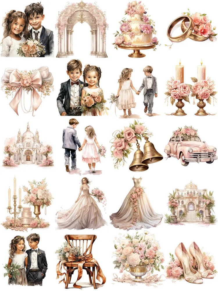 Romantic Wedding Stickers Stationery Journal Scrapbooking Craft
