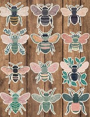 Beautiful Flying Bug Cut Stickers Set Notebook Laptop WaterBottle Sticker