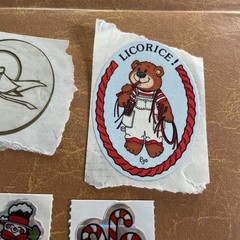 Vintage 80s BJ STICKER LOT Of 11 Stickers 1981 Soccer Bear Christmas Licorice