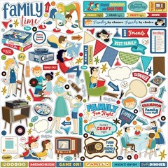(1) 12×12 Sheet of Carta Bella Paper FAMILY NIGHT Scrapbook Element Stickers