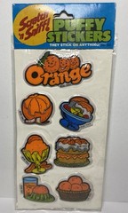 Vtg Puffy Scratch & Sniff Scented Sticker Pack Gordy International Grape Orange