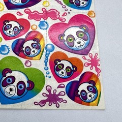 Lot/3 VTG LISA FRANK Sticker Sheet Pandas S162 Green Stencil Ruler Cats Bookmark