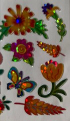 FALL FLOWER Prismatic Stickers (10pc)Garden•Butterflies•Leaves •Blooming•Poises•