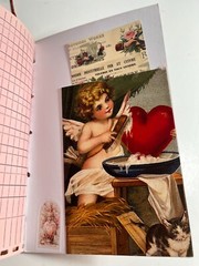 valentines junk journal scrapbook tassel pen clip 62 pages rabbit couple 1 sig