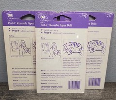 Vintage 1992 Post it 3M Card Mates Paper Dolls Reusable Clothing Lot Of 3 NOS