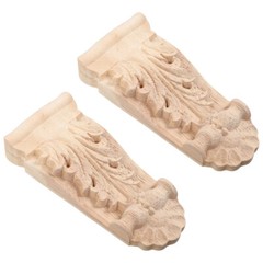 2Pcs Decorative Wooden Carved Applique Corner Moulding Trim for Home Decor