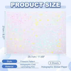 12x8in Holographic Laminate Sheets 6Pcs Sticker Paper Cracked Glass Pattern