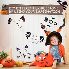 16 Pack Foam Pumpkin Decorating Kit Halloween Craft Stickers for Kids