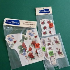 Vtg Ceramic Decals Mixed Media Water Mount Transfers Lot H Pink Bright Floral