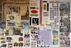 LARGE LOT OF 210 PCS TRAVEL EUROPE PARIS ROME CRUISES SCRAPBOOK PAPERS STICKERS