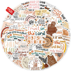 Christian Jesus Stickers 50PCS, Vinyl Waterproof Boho Aesthetic Bible Stickers f