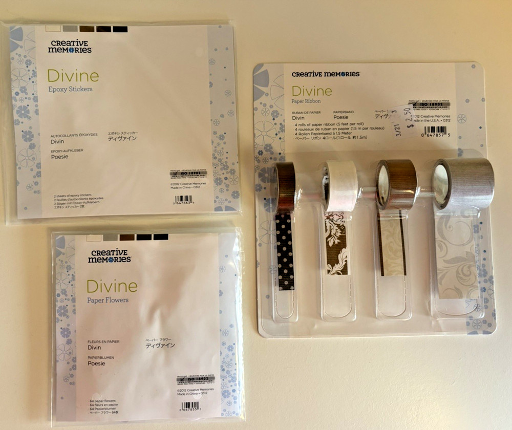 Creative Memories LOT OF DIVINE – Epoxy Stickers, Paper Flowers, & Paper Ribbon