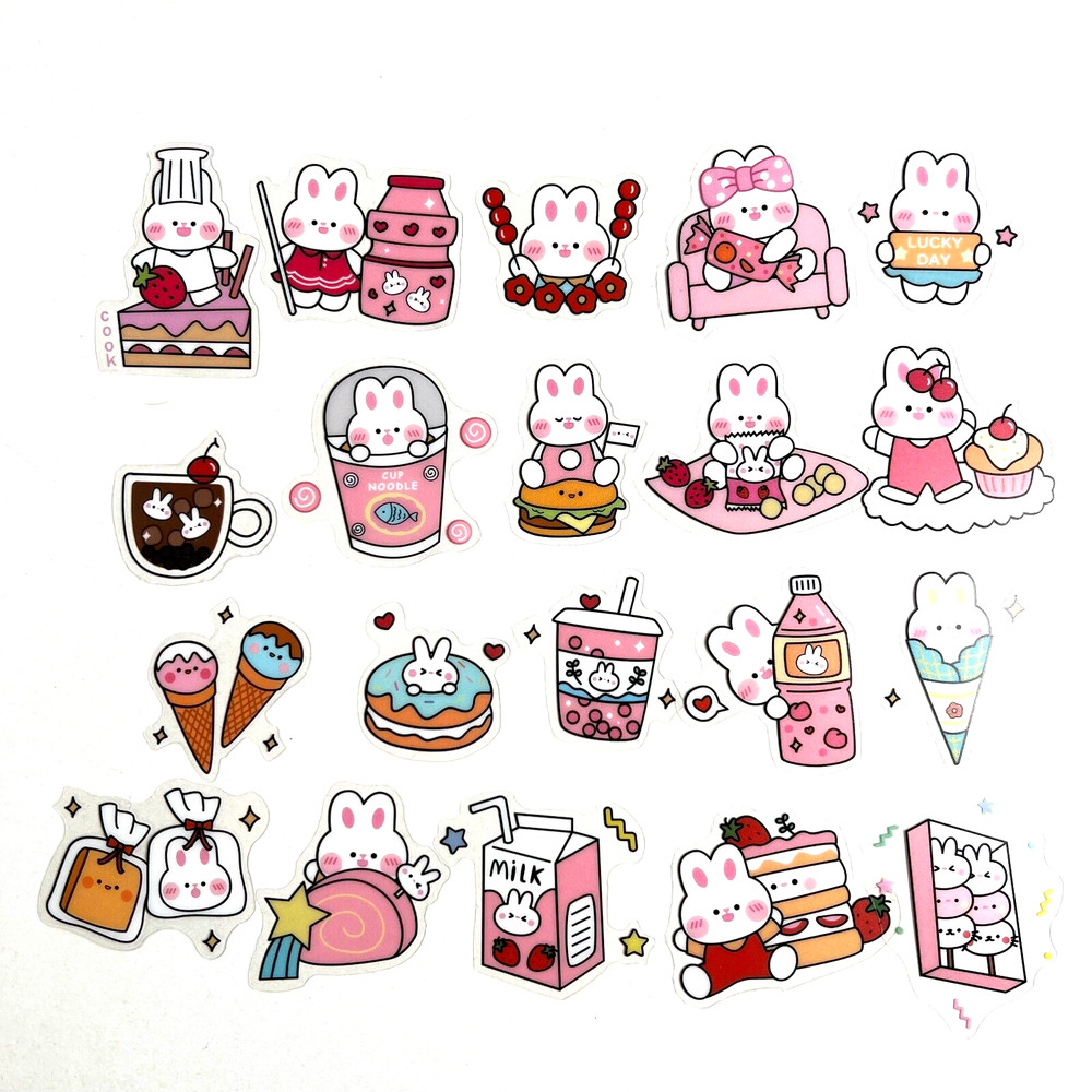 Bunny Snacks Easter Stickers Spring Scrapbooking Planner Calendar Cards