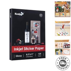 High-Quality 120 Sheet Glossy Sticker Paper – 8.5×11 Inches for Inkjet Printers