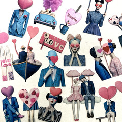 Eclectic Love Valentine’s Day Stickers Junk Journaling Collage Scrapbook
